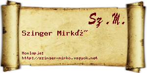 Szinger Mirkó névjegykártya